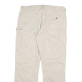 CARHARTT Mens Relaxed Beige Cotton Blend Zip Trousers W38 L32 Casual Workwear