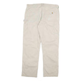 CARHARTT Mens Relaxed Beige Cotton Blend Zip Trousers W38 L32 Casual Workwear