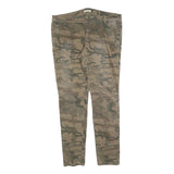 ESPRIT Mens Slim Cotton Blend Green Camouflage Trousers W38 L32 Zip Pockets