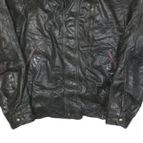Mens Black Leather Zip Jacket M Plain Classic Stylish Functional Pocketed