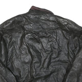 Mens Black Leather Zip Jacket M Plain Classic Stylish Functional Pocketed