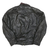 Mens Black Leather Zip Jacket M Plain Classic Stylish Functional Pocketed