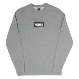 VANS Mens Grey Crew Neck XS Cotton Blend Sweatshirt Logo Patch Casual