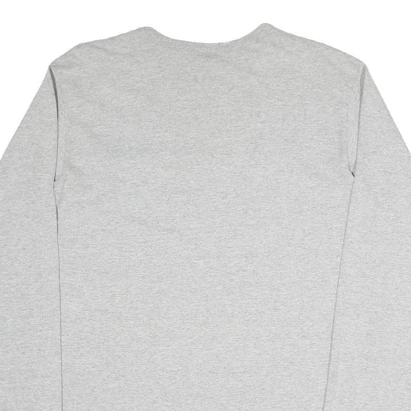 CHAMPION Mens Grey Long Sleeve Crew Neck Logo Cotton Blend T-Shirt L