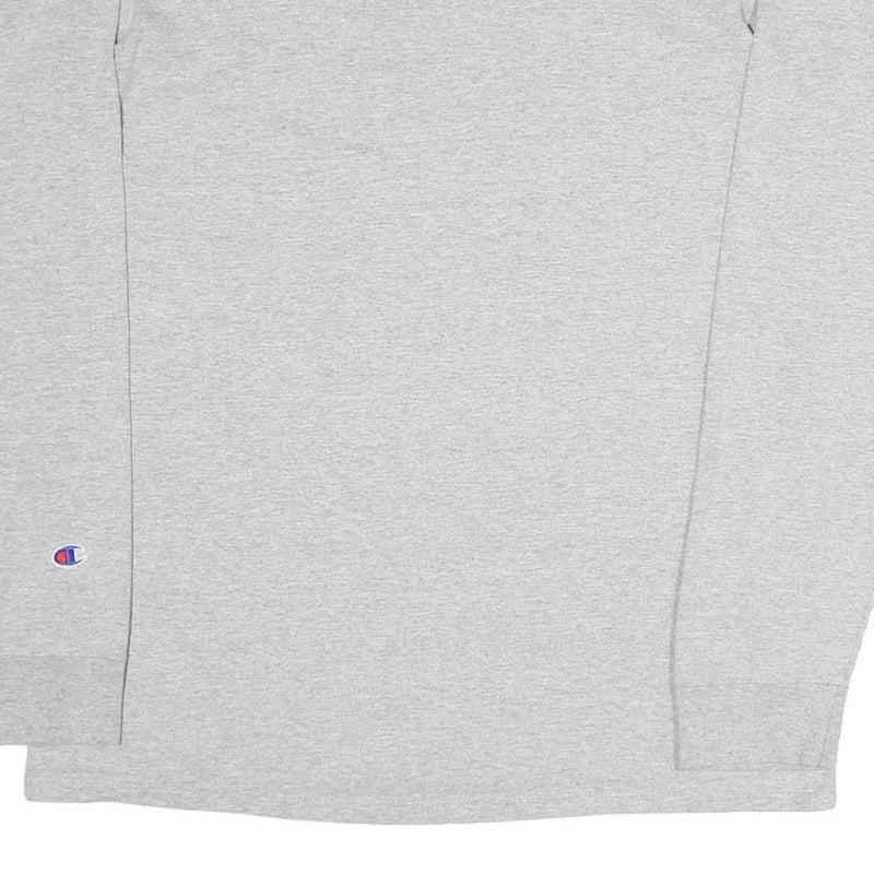 CHAMPION Mens Grey Long Sleeve Crew Neck Logo Cotton Blend T-Shirt L