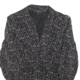 COAST Womens Black & Grey Printed Blouse Long Sleeve V-Neck UK 12 Silk Top