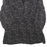 COAST Womens Black & Grey Printed Blouse Long Sleeve V-Neck UK 12 Silk Top