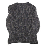 COAST Womens Black & Grey Printed Blouse Long Sleeve V-Neck UK 12 Silk Top