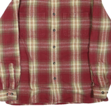 Mens Red & Beige Check Shirt S Button Cotton Blend Long Sleeve Casual