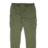 Mens Slim Green Cotton Blend Drawstring Cargo Trousers W31 L31 Casual Comfort