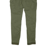 Mens Slim Green Cotton Blend Drawstring Cargo Trousers W31 L31 Casual Comfort