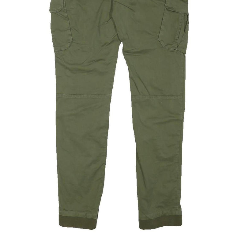 Mens Slim Green Cotton Blend Drawstring Cargo Trousers W31 L31 Casual Comfort