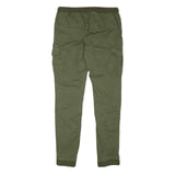 Mens Slim Green Cotton Blend Drawstring Cargo Trousers W31 L31 Casual Comfort