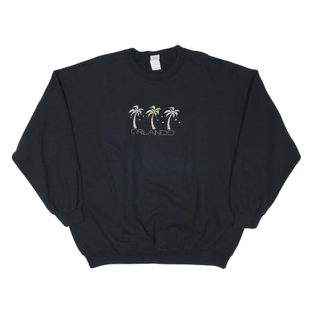 GILDAN Mens Black Orlando Crew Neck 2XL Cotton Blend Casual Sweatshirt