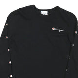 CHAMPION Mens Black Long Sleeve Crew Neck Logo Print T-Shirt S