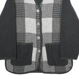SKYLINE Womens Grey Wool Blend Button Jacket M Check Pattern Casual Outerwear