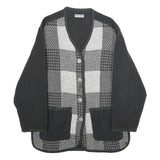 SKYLINE Womens Grey Wool Blend Button Jacket M Check Pattern Casual Outerwear