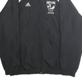 ADIDAS Mens Black Soccer Track Jacket S Polyester Striped Zip Sportswear