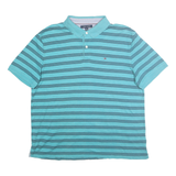 TOMMY HILFIGER Mens Blue Striped Polo Shirt XL Cotton Classic Fit Casual