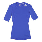 ADIDAS Womens Blue Techfit Compression S Short Sleeve Crew Neck Performance