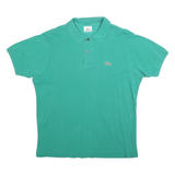 LACOSTE Mens Green Short Sleeve Plain Polo Shirt M Cotton Blend Classic