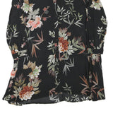 ZARA Womens Black Floral Shirt Long Sleeve Collared M Cotton Blend Lightweight