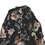 ZARA Womens Black Floral Shirt Long Sleeve Collared M Cotton Blend Lightweight