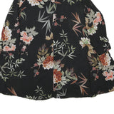 ZARA Womens Black Floral Shirt Long Sleeve Collared M Cotton Blend Lightweight