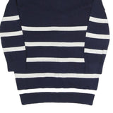 TOMMY HILFIGER Womens Navy Blue & White Striped Patterned Button Up Jumper