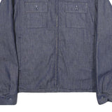 SEARS Mens Blue Cotton Zip Jacket XL Woven Classic Workwear Button Collar