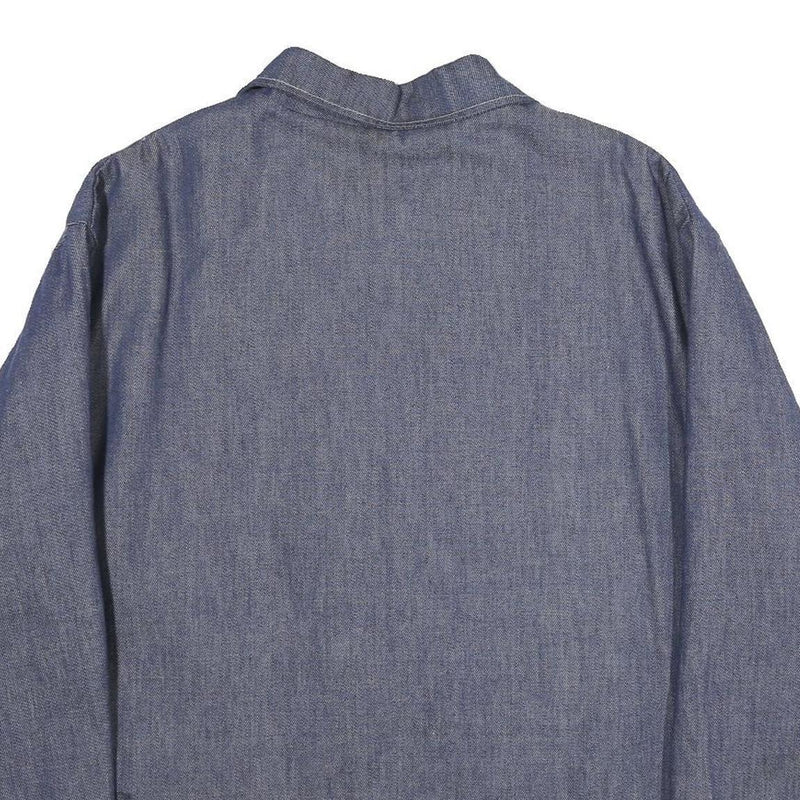 SEARS Mens Blue Cotton Zip Jacket XL Woven Classic Workwear Button Collar