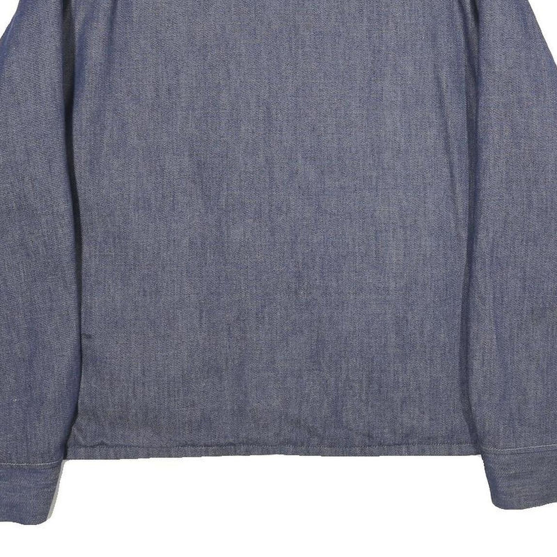 SEARS Mens Blue Cotton Zip Jacket XL Woven Classic Workwear Button Collar