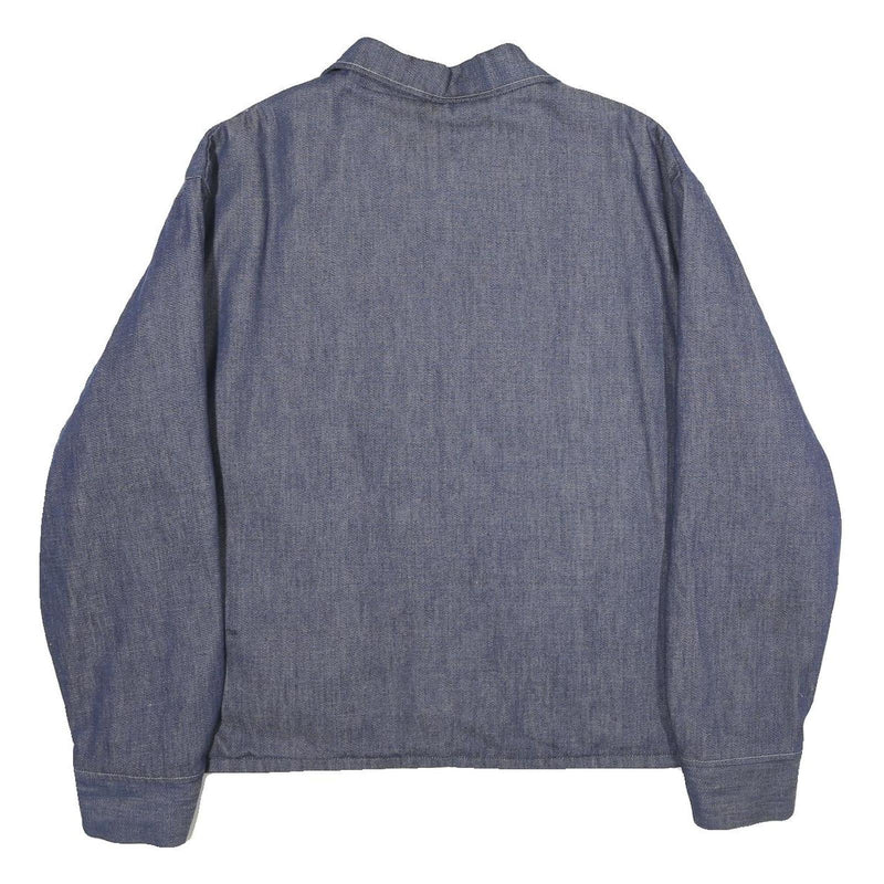 SEARS Mens Blue Cotton Zip Jacket XL Woven Classic Workwear Button Collar