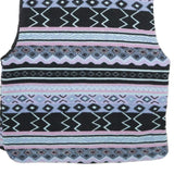 Mens Blue Black & Purple Patterned Quilted Zip Jacket M Polyester Casual Warm