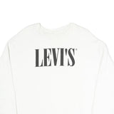 LEVI'S Womens White Cotton Blend Crew Neck Sweatshirt M Classic Logo Pullover