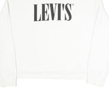 LEVI'S Womens White Cotton Blend Crew Neck Sweatshirt M Classic Logo Pullover