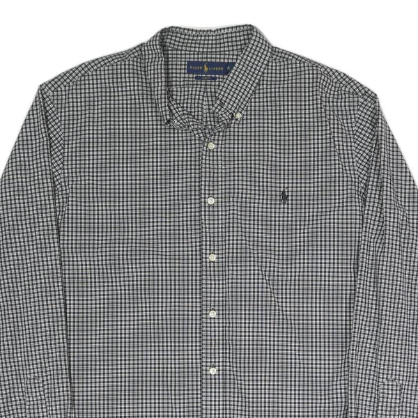 RALPH LAUREN Mens Black & White Checked Shirt 2XL Classic Cotton Blend Button