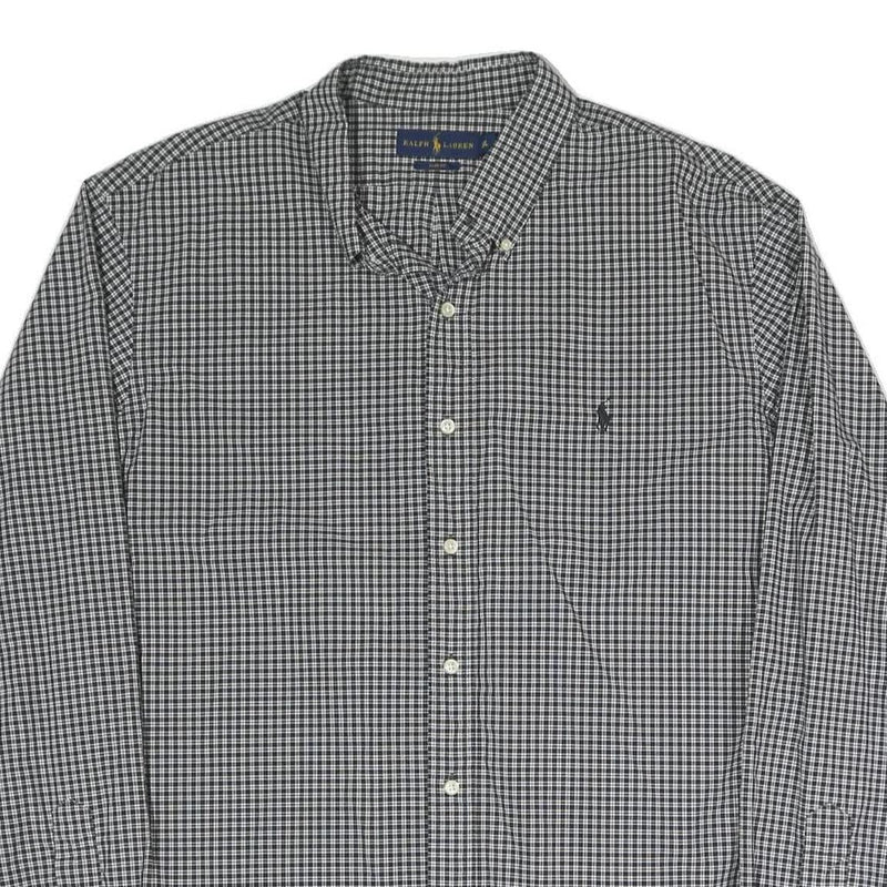 RALPH LAUREN Mens Black & White Checked Shirt 2XL Classic Cotton Blend Button