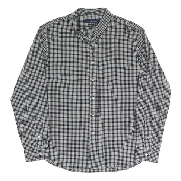 RALPH LAUREN Mens Black & White Checked Shirt 2XL Classic Cotton Blend Button