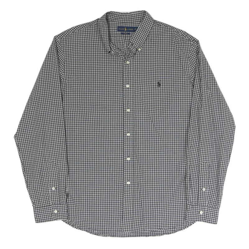RALPH LAUREN Mens Black & White Checked Shirt 2XL Classic Cotton Blend Button