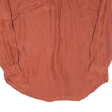 Mens Rust Plain Band Collar Shirt L Button Long Sleeve Lightweight