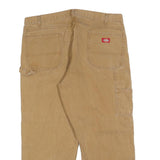 DICKIES Mens Cotton Blend Beige Relaxed Straight Trousers W40 L26 Workwear Zip