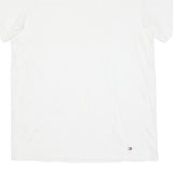 TOMMY HILFIGER Mens White V-Neck T-Shirt L Cotton Blend Classic Plain