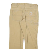 CARHARTT Mens Relaxed Trousers Beige W34 L30 Cotton Blend Zip Pockets Workwear