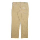 CARHARTT Mens Relaxed Trousers Beige W34 L30 Cotton Blend Zip Pockets Workwear