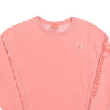 CHAMPION Womens Pink Crew Neck XS Cotton Blend Pullover Sweatshirt Logo Sleeve