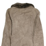 Mens Beige Wool Button Jacket L Classic Plain Winter Coat Warm
