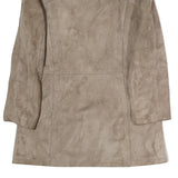 Mens Beige Wool Button Jacket L Classic Plain Winter Coat Warm