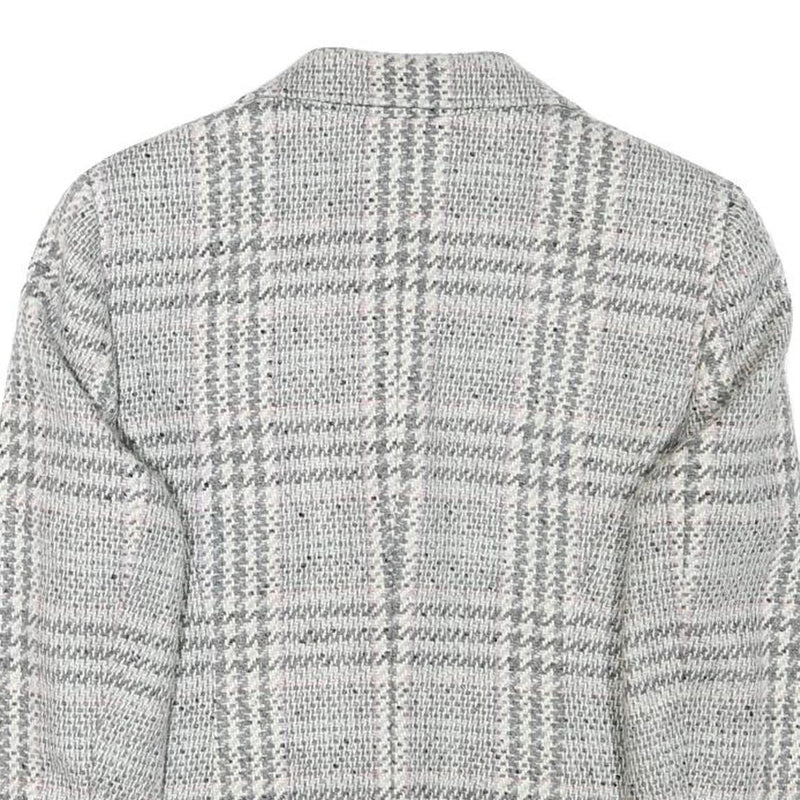 BETTY BARCLAY Womens Grey Check Button Jacket S Wool Blend Tailored Elegant