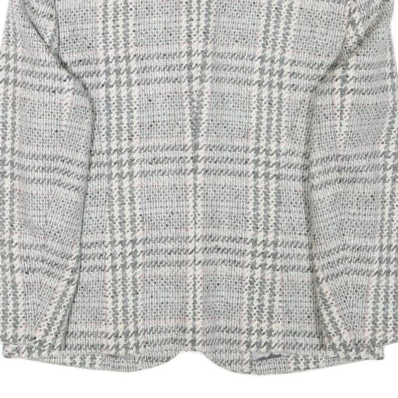 BETTY BARCLAY Womens Grey Check Button Jacket S Wool Blend Tailored Elegant